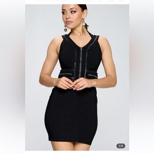 Women’s Stretchy Vibrant Black Zip-Up Dress